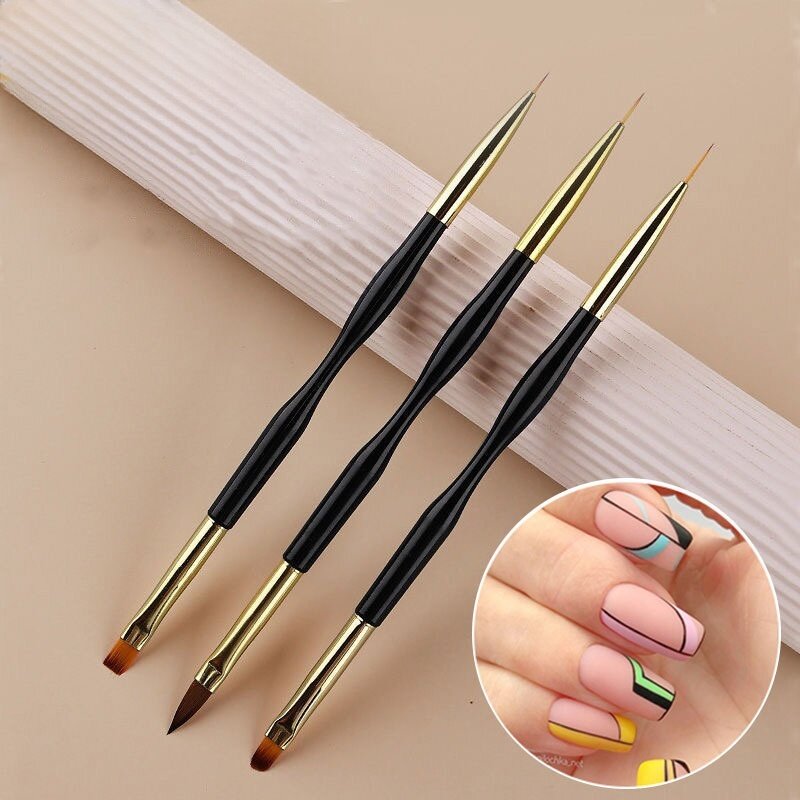 Group Head Brush - 3-delige dubbelkoppige nail art-schilderpennen met extreem