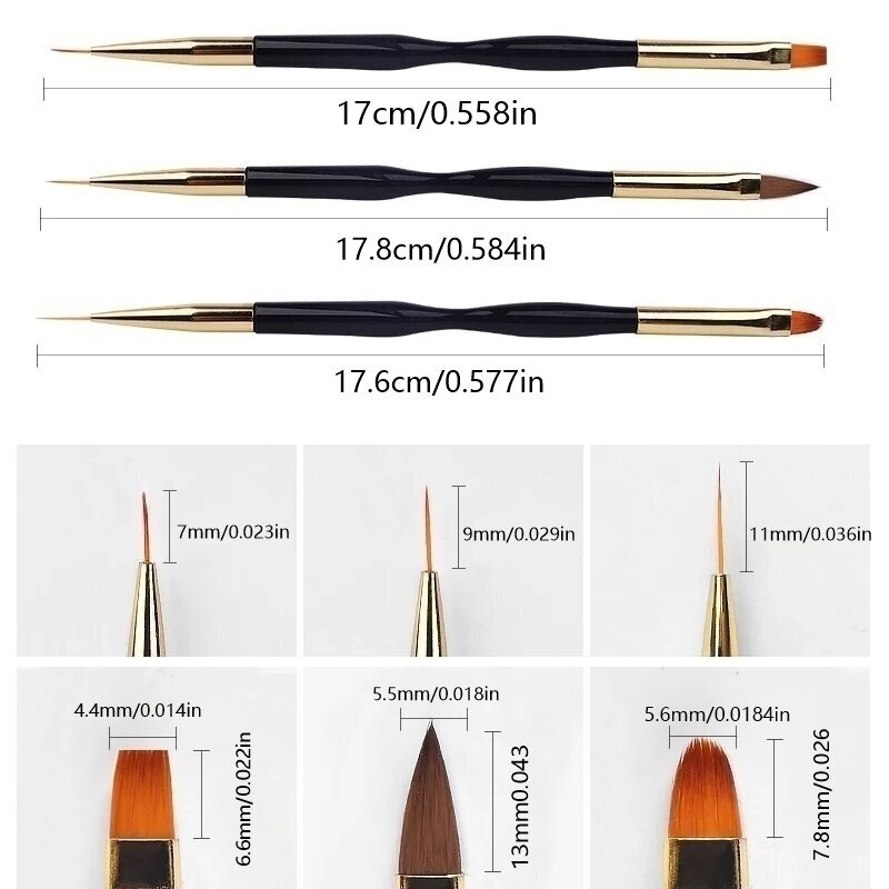 3-delige dubbelkoppige nail ar - Group Head Brush recensie en prijs