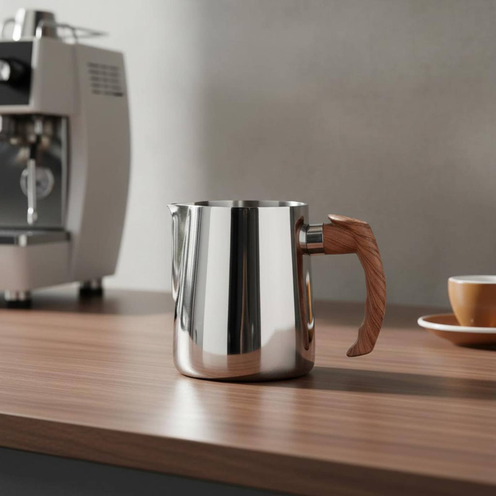 Latte Art-kan met houten handv - Milk Steaming Pitcher recensie en prijs